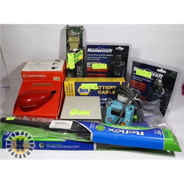 BOX  ASSORTED CAR EQUIPMENT