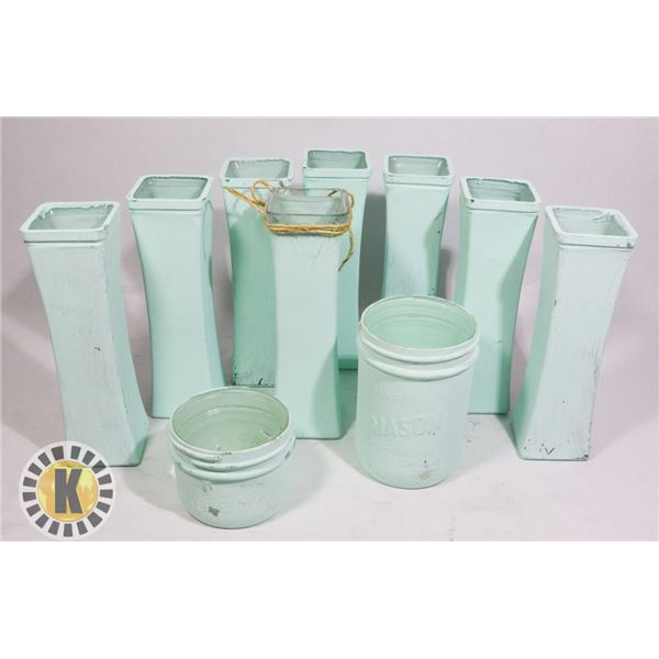 PAINTED VASES- GREEN