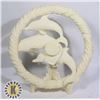 Image 1 : CULTURED CORAL DOLPHIN STATUE WREATH WITH CORAL