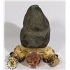 Image 1 : INDIAN ARTIFACT- FIELD STONE W/ DEER CAP STAND