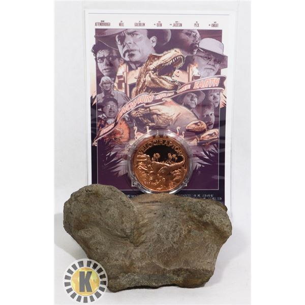 DINOSAUR BONE C/W 1OZ COPPER ROUND SILK MINIE