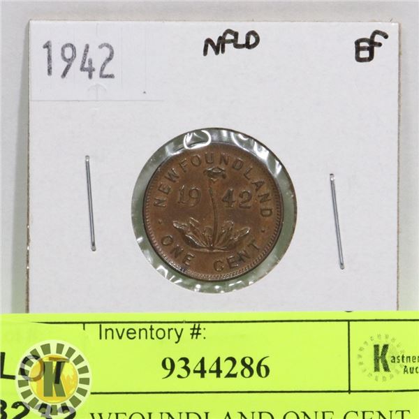 1942 NEWFOUNDLAND ONE CENT COIN