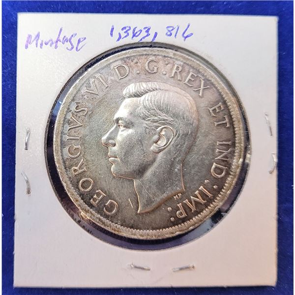 12) CANADIAN 1939 80% SILVER $1.00 COIN