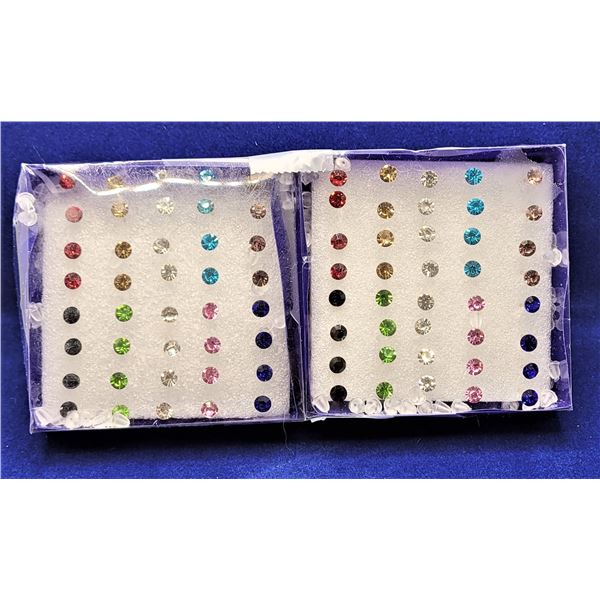 1)  LOT OF 40 PAIRS OF MULTI COLORED STUD