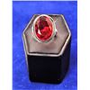 Image 1 : 7)  LAB CREATED RED RASPBERRY TOPAZ OVAL RING