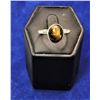 Image 1 : 9)  OVAL NATURAL TIGER'S EYE RING SET IN 925 STAMP