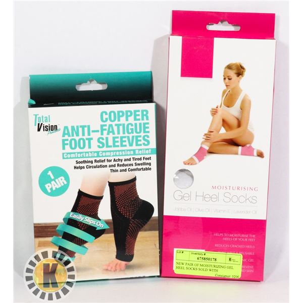 NEW PAIR OF MOISTURIZING GEL HEEL SOCKS SOLD WITH