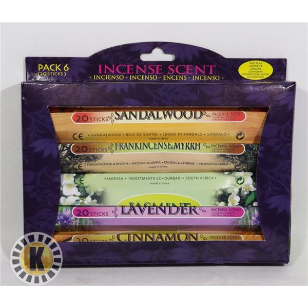 NEW 6 PK OF INCENSE SCENTS