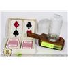 Image 1 : ANTIQUE CANDY DISPENSER AND 2 DECKS OF CARDS