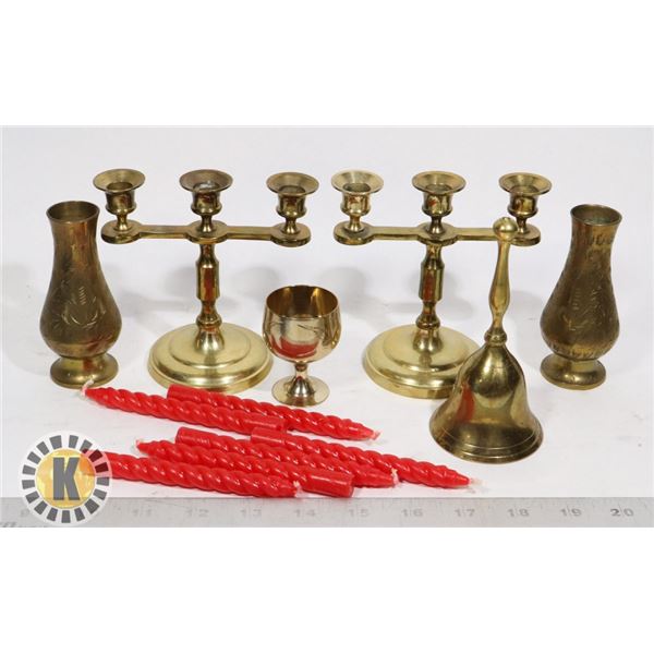 BOX OF ASSORTED BRASS CUPS