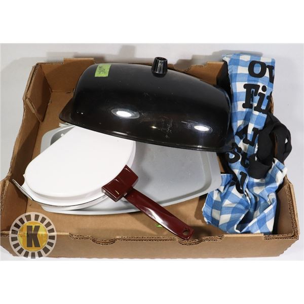 HEATED SERVING TRAY, OMELLETE PAN, AND APRON