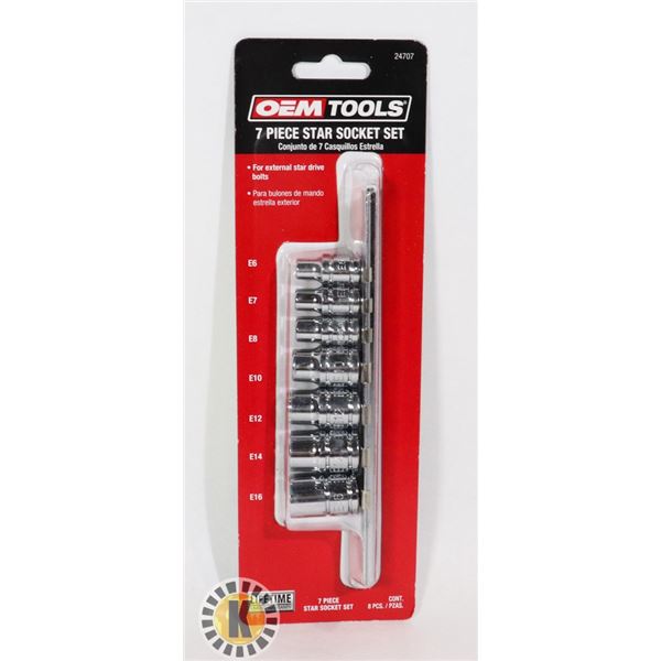 NEW OEM TOOLS 7 PC STAR SOCKET SET