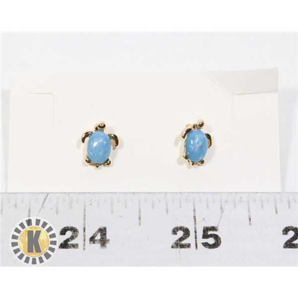 NEW PAIR OF GEMSTONE TURTLE EARRINGS