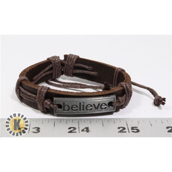 NEW LEATHER "BELIEVE" BRACELET