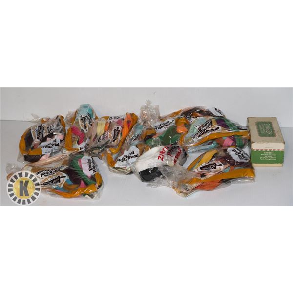 BOX OF CRAFT/SEWING  SUPPLIES- MAINLY ZIPPERS