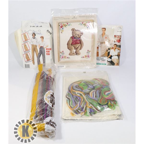 BOX OF CRAFT SUPPLIES INCLUDING STITCH KIT & MORE