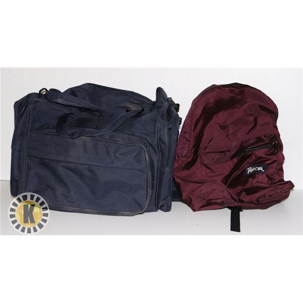 1 TAYMORE BACKPACK AND 1 TRAVEL BAG