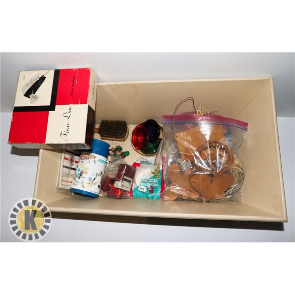 WOODEN BOX OF MISCELLANEOUS