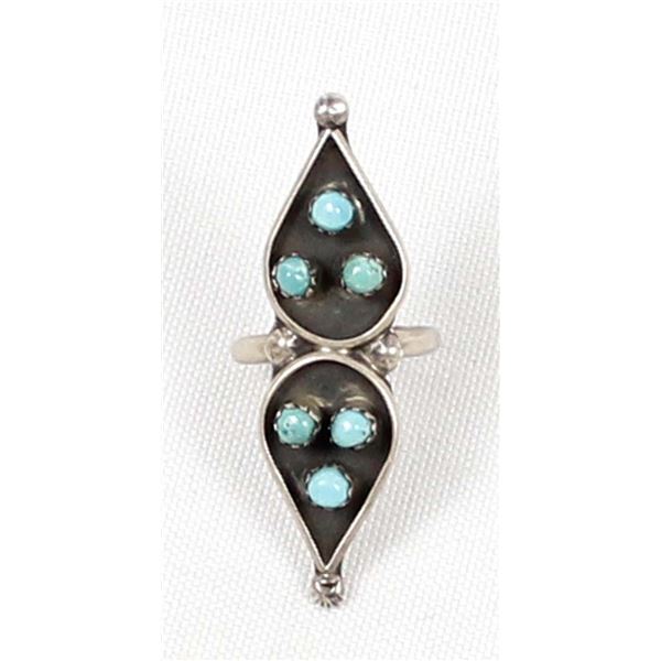 Vintage Zuni Sterling Turquoise Ring, Size 6.5