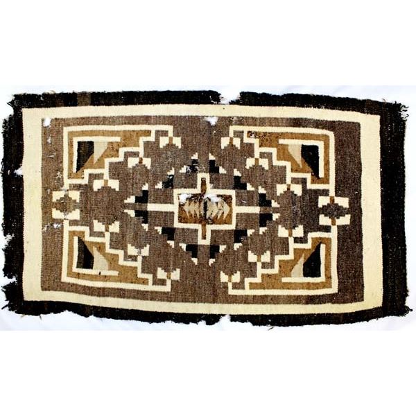 Historic Navajo Two Grey Hills Wool Textile Rug