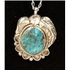 Image 3 : Large Navajo Sterling Turquoise Pendant Necklace