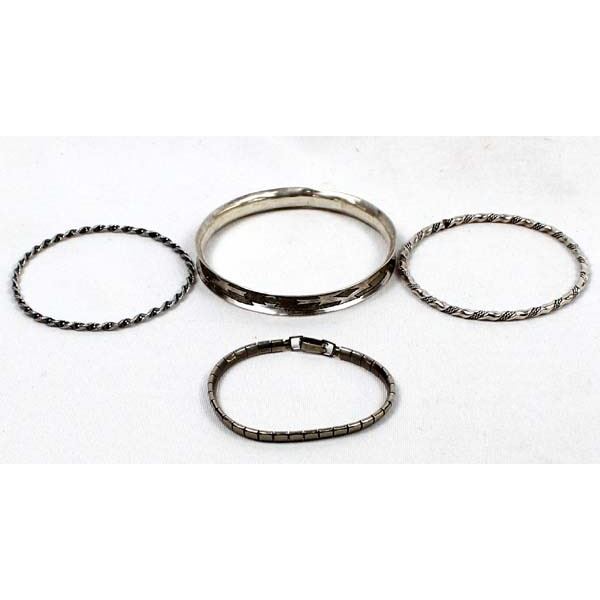 4 Navajo Sterling Silver Bangle Bracelets