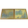 Image 1 : 2 Framed Japanese Screen Panel Prints Signature on 1st Panel