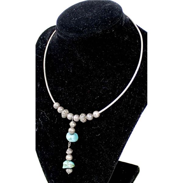 Antique Navajo Sterling Bead & Turquoise Choker