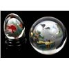 2 Oriental Reverse Painted Glass Orbs