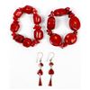 2 Coral Bracelets and Sterling Coral Earrings