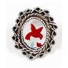 Image 1 : Navajo Sterling Inlay Redbird Ring, Size 5