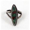 Image 2 : Navajo Old Pawn Sterling Chip Inlay Ring, Sz 4.5