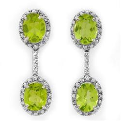 ACA CERTIFIED 8.10ctw DIAMOND & PERIDOT EARRINGS GOLD