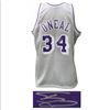 Image 1 : SHAQ O’NEAL SIGNED LAKERS MITCHELL & NESS PLATINUM NBA SWINGMAN BASKETBALL JERSEY (SCHWARTZ COA)