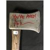 Image 2 : ARI LEHMAN SIGNED "FRIDAY the 13th" PROP REPLICA AXE INSCRIBED "YOU'RE AXED" (LEHMAN HOLOGRAM)