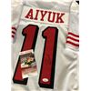 Image 1 : BRANDON AIYUK SIGNED WHITE PRO STYLE JERSEY (JSA COA)
