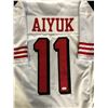 Image 2 : BRANDON AIYUK SIGNED WHITE PRO STYLE JERSEY (JSA COA)