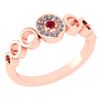 Image 1 : Certified 0.09 Ctw Ruby And Diamond 14k Rose Gold Halo