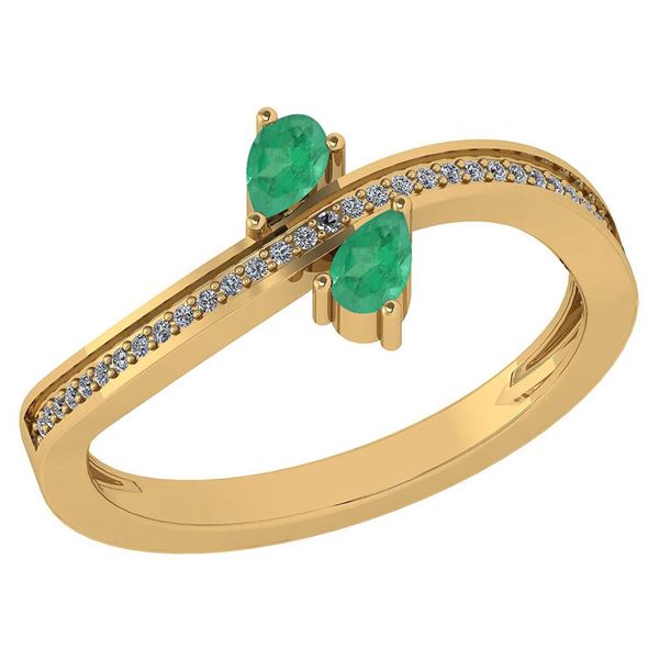 Certified 0.50 Ctw Emerald And Diamond 14k Yellow Gold