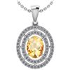 Certified 1.56 Ctw Citrine And Diamond 18K White Gold H
