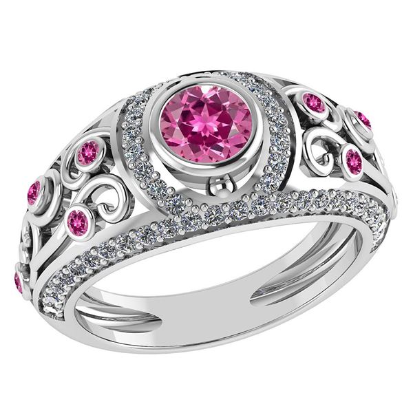 Certified 1.08 Ctw Pink Tourmaline And Diamond Wedding/