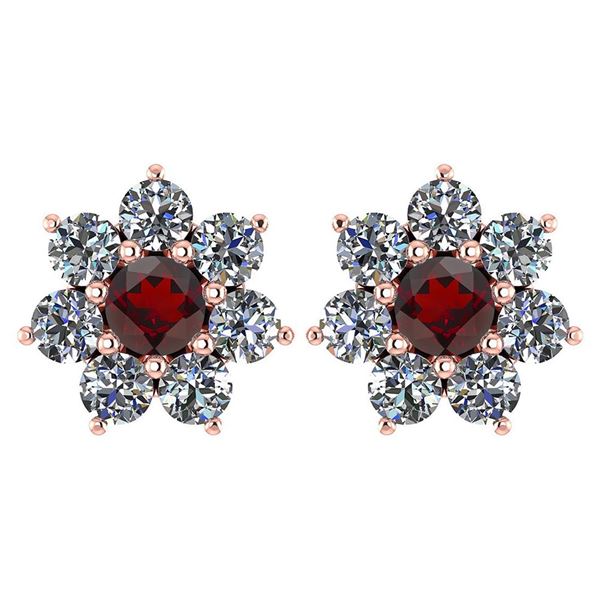 Certified 1.86 Ctw Garnet And Diamond 18K Rose Gold Hal