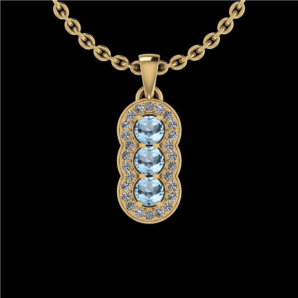 Certified 0.92 Ctw Blue Topaz And Diamond I1/I2 10K Yel