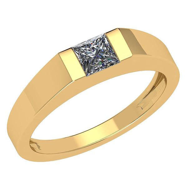 Certified 0.35 Ctw Diamond 18K Yellow Gold Halo Mens Ri