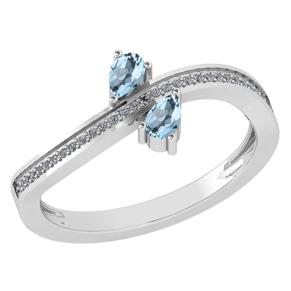 Certified 0.50 Ctw Aquamarine And Diamond 18K White Gol