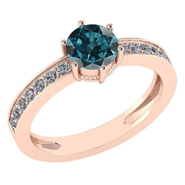 Certified 1.09 Ctw Treated Fancy Blue Diamond And White