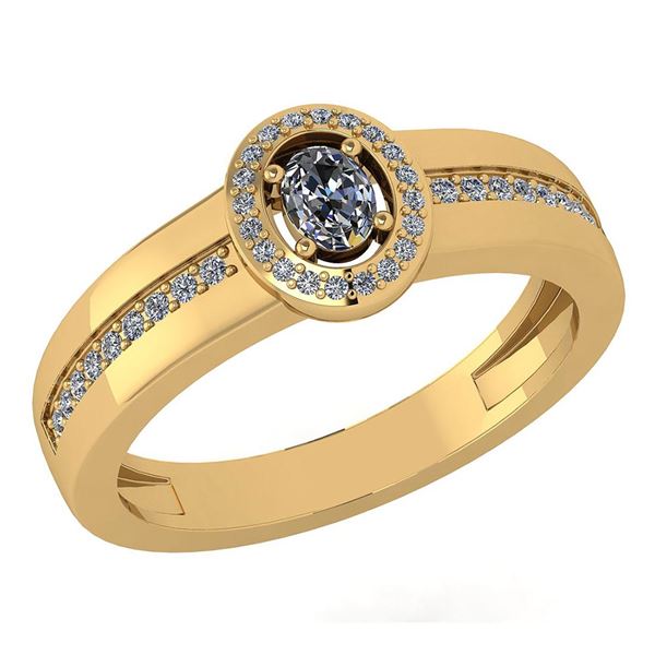 Certified 0.35 Ctw Diamond 14K Yellow Gold Promise Ring