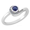 Image 1 : Certified 0.31 Ctw Blue Sapphire And Diamond 14K White