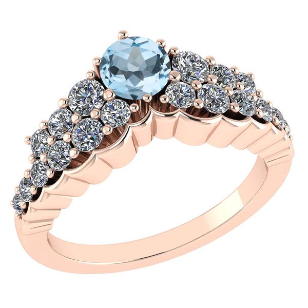 Certified 0.95 Ctw Blue Topaz And White Diamond VS/SI1