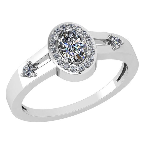 Certified 0.65 Ctw Diamond 14k White Gold Halo Ring